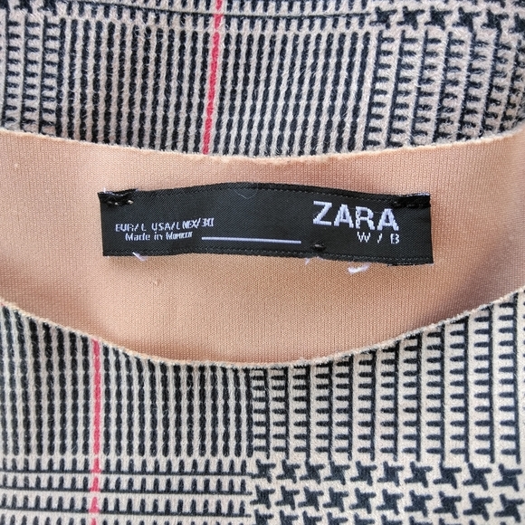 Zara Women's Long Sleeve Glenn Plaid Micro Houndstooth Knit Blouse Size Medium - Picture 11 of 12